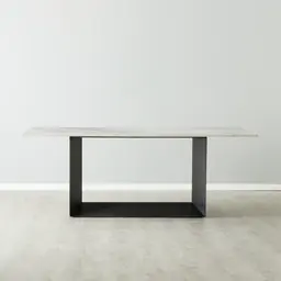 Isla Natural White Marble Dining Table - Black Metal Legs