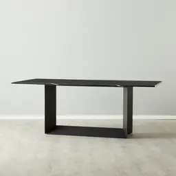 Isla Black Marble Dining Table - Black Metal Legs