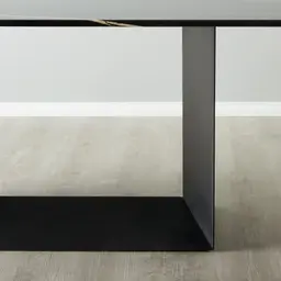 Isla Black Marble Dining Table - Black Metal Legs