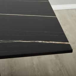 Isla Black Marble Dining Table - Black Metal Legs