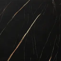 Isla Black Marble Dining Table - Black Metal Legs