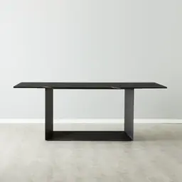 Isla Black Marble Dining Table - Black Metal Legs