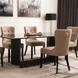 Isla Black Marble Dining Table - Black Metal Legs