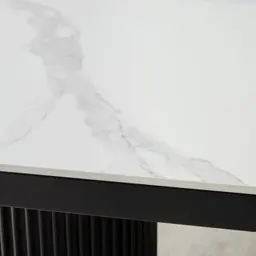 Archie White Sintered Stone Dining Table - Matte Black Legs 240x118cm