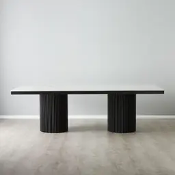 Archie White Sintered Stone Dining Table - Matte Black Legs 240x118cm