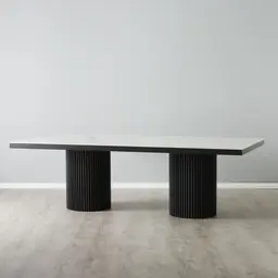 Archie White Sintered Stone Dining Table - Matte Black Legs 240x118cm