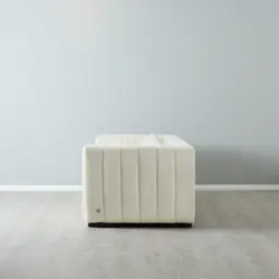 Storme Cream Turrel 3-Seater Fabric Sofa - Black Legs