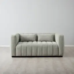 Storme Vintage Grey 2-Seater Fabric Sofa - Black Legs