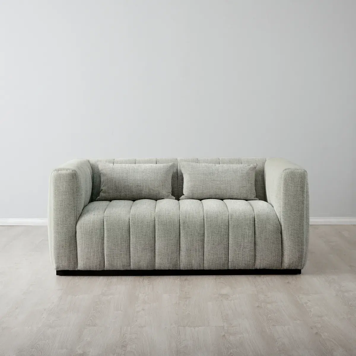 Storme Vintage Grey 2-Seater Fabric Sofa - Black Legs