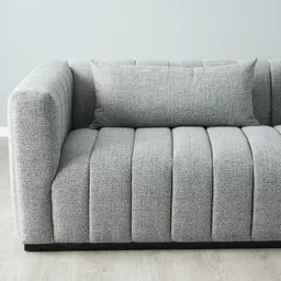 Storme Mid Grey Woven Fabric 3-Seater Sofa - Black legs 