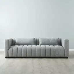 Storme Mid Grey Woven Fabric 3-Seater Sofa - Black legs 