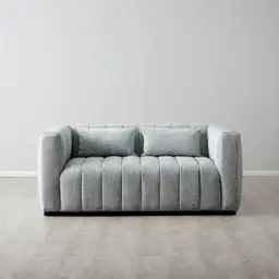 Storme Mid Grey Woven Fabric 2-Seater Sofa - Black legs 