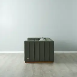 Storme Kombu Green 3-Seater Fabric Sofa - Brown Legs