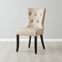 Viktor Sand Beige Vegan Leather Dining Chair - Gold Lionhead Pull