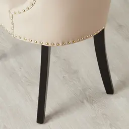 Viktor Sand Beige Vegan Leather Dining Chair - Gold Lionhead Pull