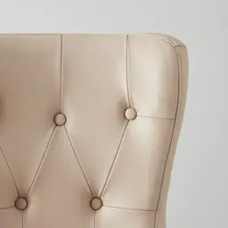 Viktor Sand Beige Vegan Leather Dining Chair - Gold Lionhead Pull