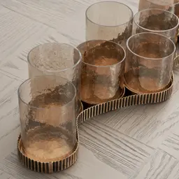 Corrugated Antique Gold Metal Multi-Light Holder