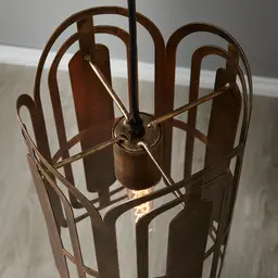 Edith Antique Gold Metal Oval Link Pendant - Large