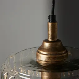 Anna Clear Glass Antique Gold Pendant - Large