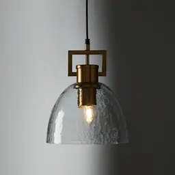 Workaday Clear Glass Satin Brass Link Pendant - Small