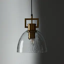 Workaday Clear Glass Satin Brass Link Pendant - Small