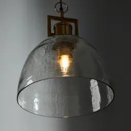 Workaday Clear Glass Satin Brass Link Pendant - Large