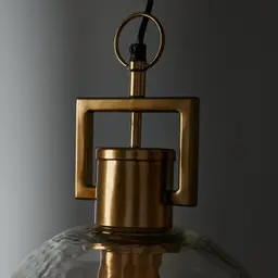 Workaday Clear Glass Satin Brass Link Pendant - Large