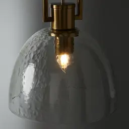 Workaday Clear Glass Satin Brass Link Pendant - Large