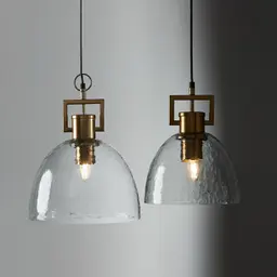 Workaday Clear Glass Satin Brass Link Pendant - Large