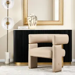 Daniella Sand Beige Vegan Leather Occasional Chair