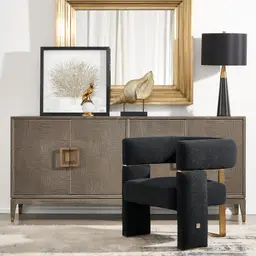 Daniella Black Woven Fabric Occasional Chair