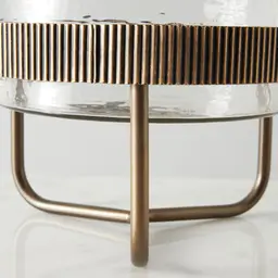 Iliana Corrugated Antique Gold Metal Bowl Decorative - Large