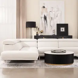 Albany Shadow White Woven Fabric Left Chaise Lounge