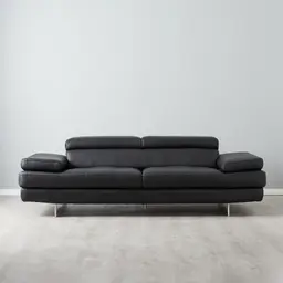 Lennox Black Leather 3-Seater Sofa