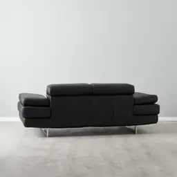 Lennox Black Leather 2-Seater Sofa