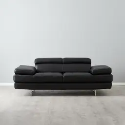 Lennox Black Leather 2-Seater Sofa
