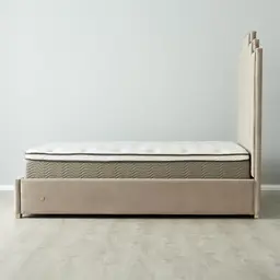 Jacques Beige Velvet King Bed-Brushed Champagne Gold Frame