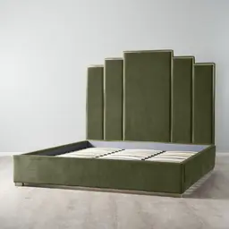 	Jacques Olive Green Velvet King Bed - Brushed Champagne Gold Frame