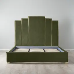 	Jacques Olive Green Velvet King Bed - Brushed Champagne Gold Frame