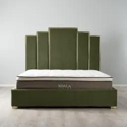 	Jacques Olive Green Velvet King Bed - Brushed Champagne Gold Frame
