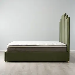 	Jacques Olive Green Velvet King Bed - Brushed Champagne Gold Frame