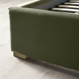 Jacques Olive Green Velvet Queen Bed - Brushed Champagne Gold Frame