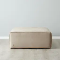 Astoria Beige Velvet Square Ottoman