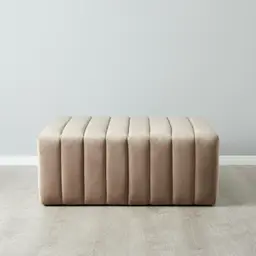 Astoria Beige Velvet Square Ottoman