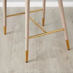 Moulin Sand Beige Vegan Leather 66cm Counter Stool - Polished Gold Legs
