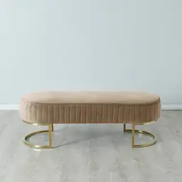 Hilda II Beige Velvet Ottoman