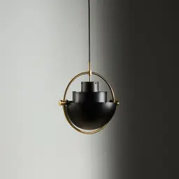 Selene Brushed Gold Metal Chandelier - 28 cm Black Metal Shade