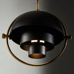 Selene Brushed Gold Metal Chandelier - 28 cm Black Metal Shade