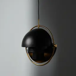 Selene Brushed Gold Metal Chandelier - 38 cm Black Metal Shade