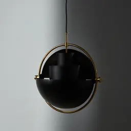 Selene Brushed Gold Metal Chandelier - 38 cm Black Metal Shade